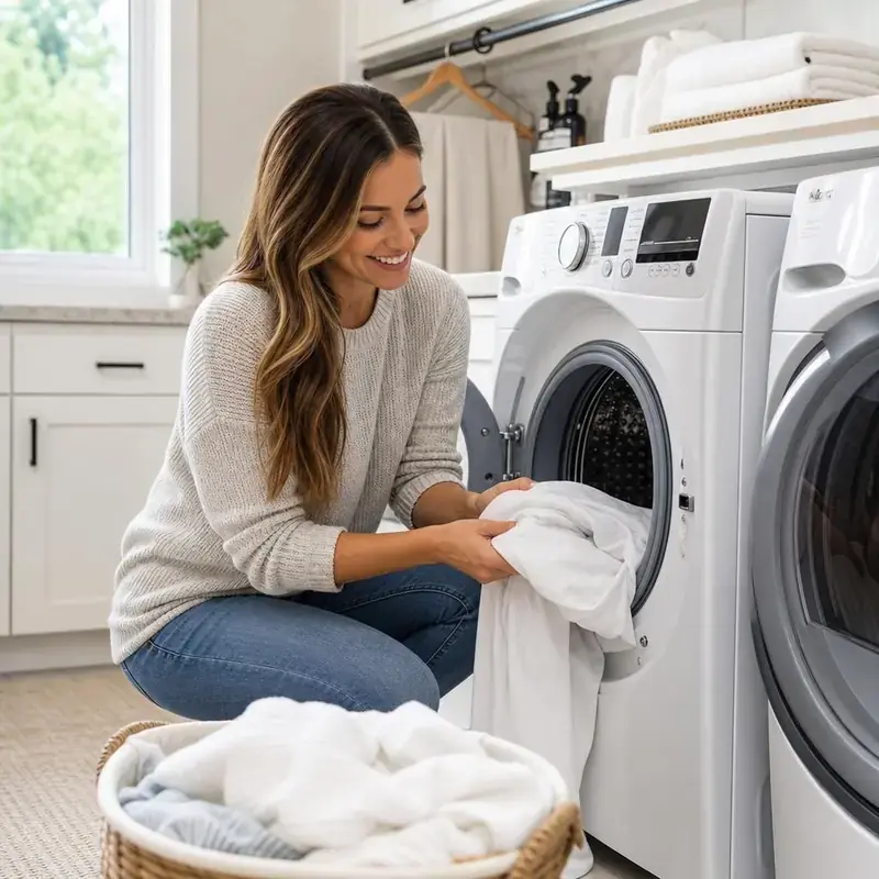 Homeowner in laundry room