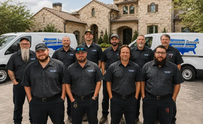 Mid America Service technicians ready for dryer repair at a St. Peters home